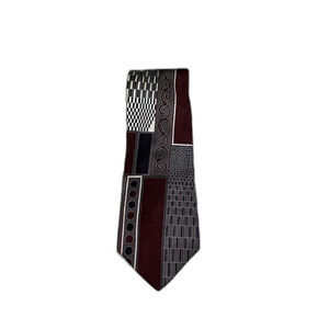 Zylos George Machado Silk Tie Abstract Geometric Red Black Designer
